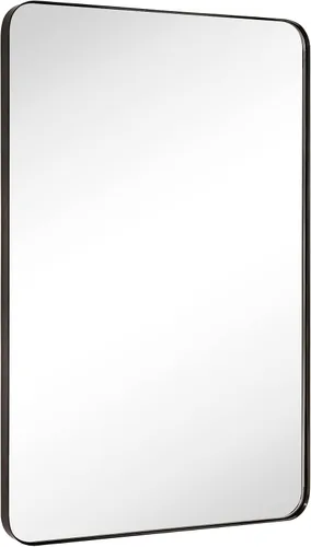 Vista 12 de TEHOME Espejo de baño rectangular redondeado de níquel cepillado de 20 x 30 pulgadas, color plateado cepillado de 30 x 20 pulgadas, espejo