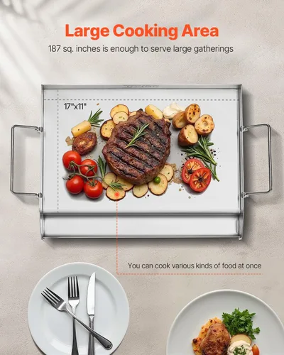 Vista 4 de VEVOR - Plancha de acero inoxidable, parrilla de gas para parrilla