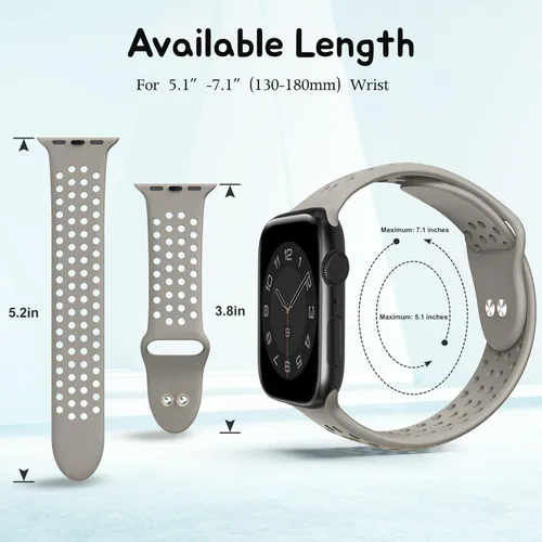 Vista 3 de Compatible con Apple Watch Band de 1.496 pulgadas, 1.575 pulgadas, 1.614 pulgadas, 1.654 pulgadas, 1.732 pulgadas, 1.772 pulgadas, S/M M/L, correas