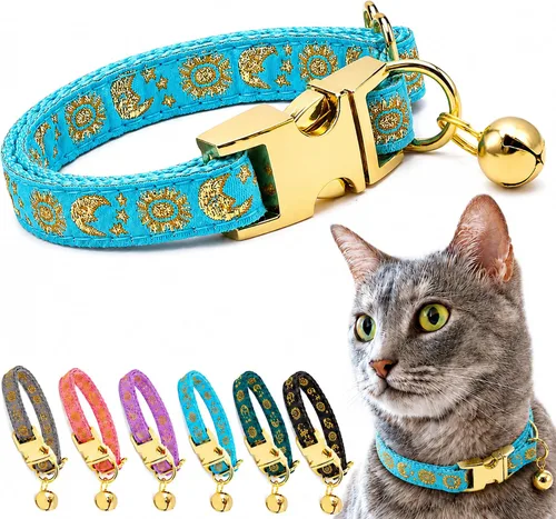Vista 8 de waaag Pet, Moons Stars Suns - Collar para perro y gato, múltiples diseños Crescent Celestial, collar de correa para perro y gato, tamaño XXS