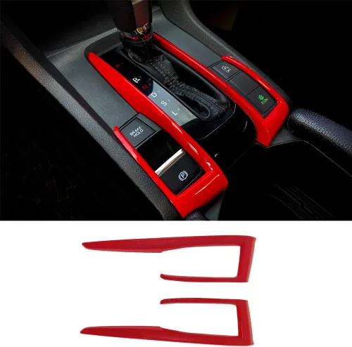 Vista 9 de GZXinWei ABS caja de engranajes embellecedores cambio transmisión decoración etiqueta cubierta azul para Honda 10ª generación Civic 2016 2017 2018