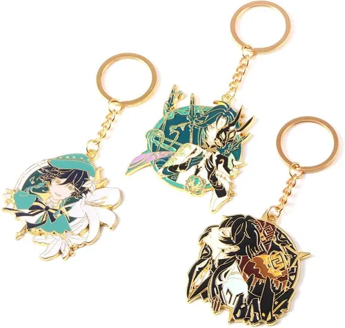 Vista 5 de SONGCHANGJEWELRY Genshin-I HuTao Cosplay Keychains Anime Figure Chain Gifts for Boys Girls on Birthday
