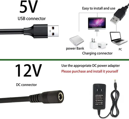 Vista 2 de MDee】Cinta LED de luz USB COB 1.64 pies/0.5 m - Cinta LED de 5 mm flexible DC 5V con 320 LED/m para iluminación cálida (2700K). Cortada, moldeable