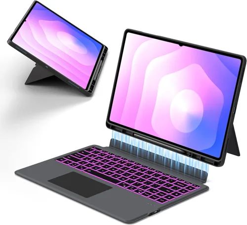 Vista 12 de Funda para teclado Samsung Galaxy Tab A9+ Plus/A11+ Plus de 11 pulgadas: modo DEX de un clic, teclado retroiluminado arcoíris con panel táctil
