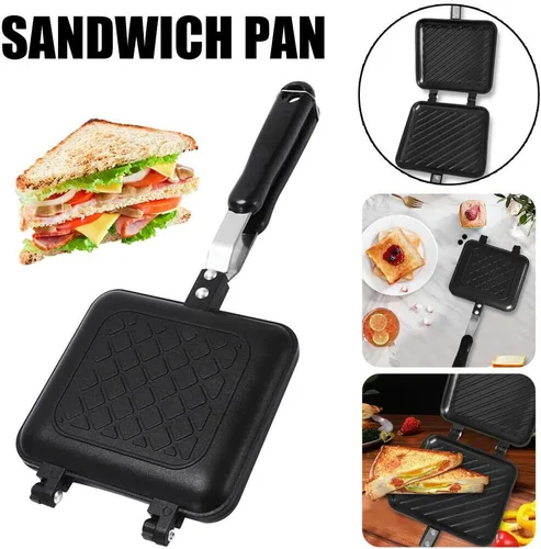 Vista 4 de Estink Sartén de doble cara, sartén de aleación de aluminio, sartén de doble cara, sartén antiadherente de fondo plano para tostadora, desayuno