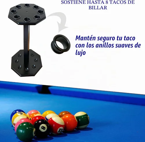 Vista 5 de Soporte para tacos de billar independiente, accesorios de mesa de billar con capacidad para 8 tacos, soporte para tacos de billar, soporte de pie