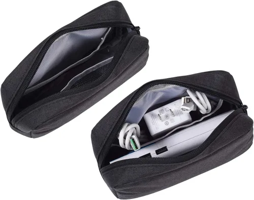 Vista 4 de dealcase Organizador universal de accesorios electrónicos de lona impermeable para banco de energía, cables de carga, cargadores, mouse, cable USB