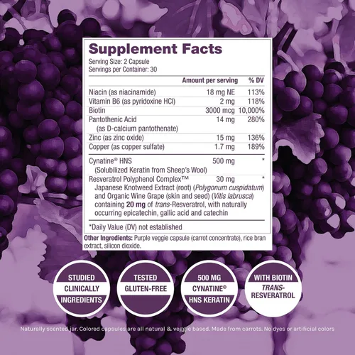 Vista 2 de ResVitále Keratin Hair Enhance - Suplemento de queratina para el crecimiento del cabello - 60 cápsulas