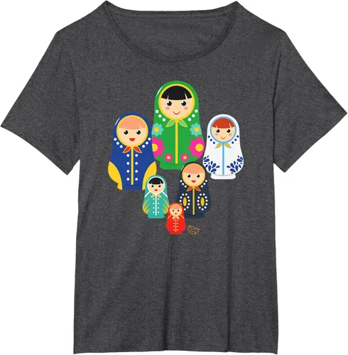 Vista 23 de Matryoshka Russian Nesting Dolls, Rusia - Camiseta de regalo, Azul / Patchwork, S