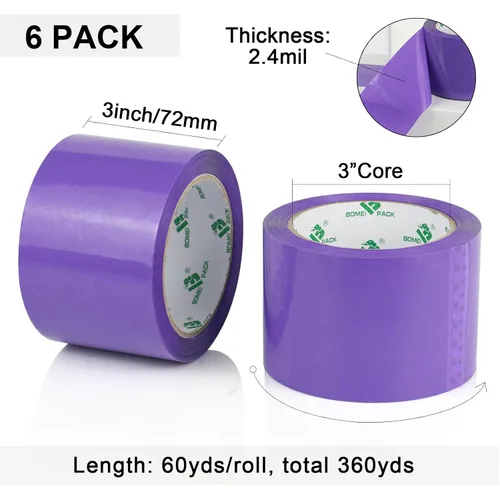 Vista 3 de BOMEI PACK Cinta de embalaje marrón de 3 pulgadas, 6 rollos de repuesto de cinta de embalaje ancha para mudanza, envío y almacenamiento, 2.4 mil x