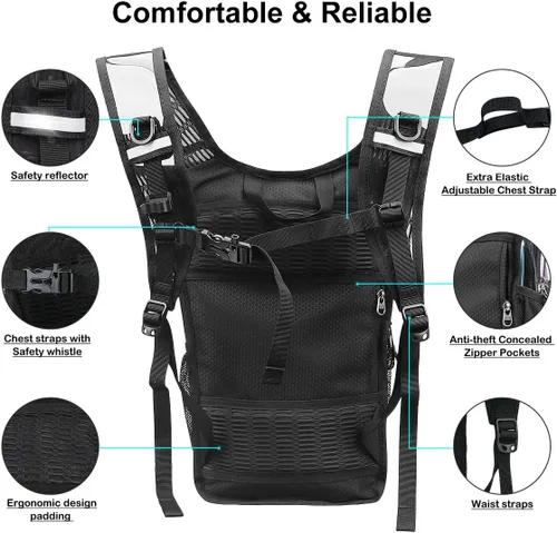 Vista 4 de Mothybot Paquete de mochila de hidratación, mochila de agua de 20 litros incluida, bolsa de hidratación de 2 litros, esencial para festivales