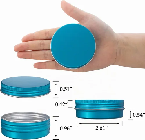 Vista 2 de Latas de aluminio con tapa roscada azul aguamarina de 2 onzas (2 fl oz) con Aqua Blue