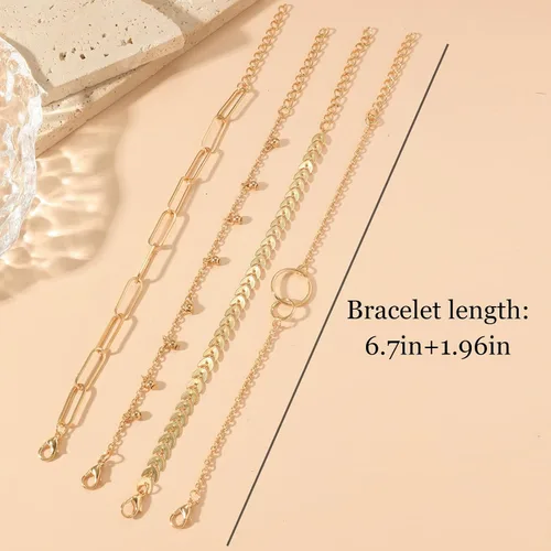 Vista 47 de Long tiantian Pulsera de oro gruesa para mujer, pulseras de oro delicadas, pulseras para mujer, pulseras apilables de eslabones de cadena