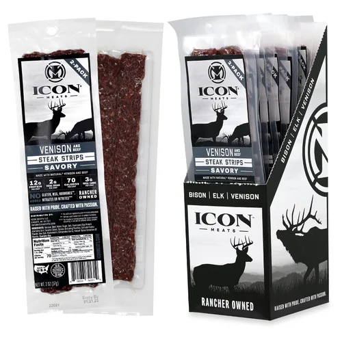 Vista 8 de ICON Meats - Tiras de carne seca de bisonte y carne de res, sabor original, 8 paquetes por caja, 2 tiras por paquete, aprobadas por el USDA, palitos
