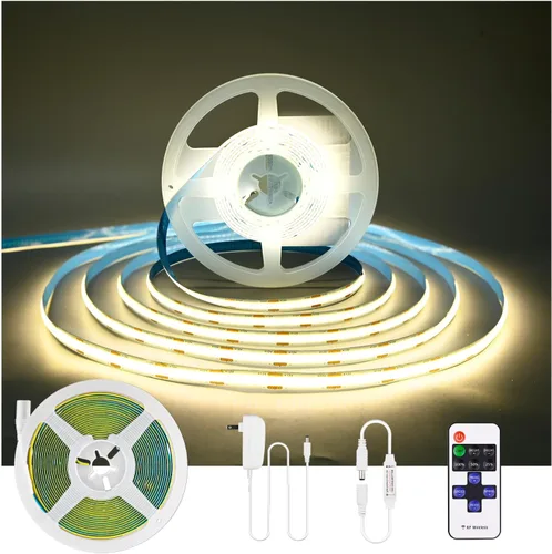 Vista 10 de COB - Tira de luz LED con certificación UL, CC de 12 V, tira de luz LED flexible, superbrillante, regulable, 16.4 pies, 1600 LED, de alta densidad