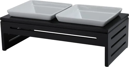Vista 3 de Silicute Cuencos elevados de cerámica para mascotas - The Pawsh Bowl - Comedor para perros exigentes