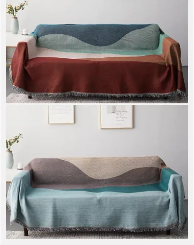 Vista 6 de Boundless Hill - Manta decorativa de punto para sofá o cama, reversible, a prueba de polvo, para silla, sofá, sala de estar, dormitorio