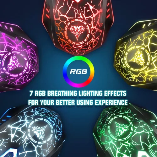 Vista 7 de BENGOO Ratón para juegos con cable, ergonómico para computadora portátil gamer, mouse óptico para computadora con retroiluminación RGB, 4 DPI