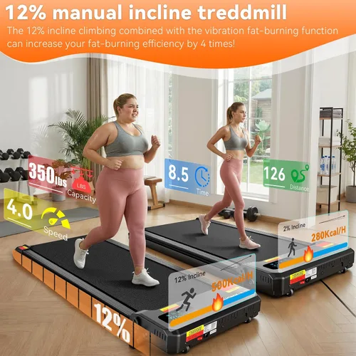 Vista 3 de ANCHEER Almohadilla para caminar con inclinación - Cinta de correr para debajo del escritorio con barra de mango