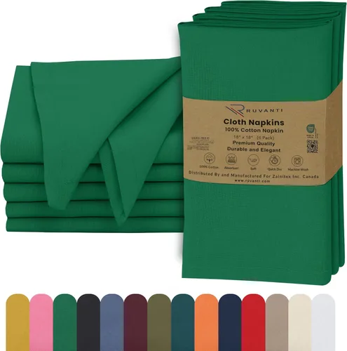 Vista 31 de Ruvanti - Servilletas de tela, paquete de 6, 45x45 centímetros, 100% algodón, lavables, suaves y absorbentes, perfectas para bodas, cenas de Belleza