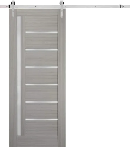 Vista 23 de SARTODOORS Puerta corredera de granero de 18 x 80 pulgadas Quadro 4088 Blanco / Negro Puerta de granero individual Herrajes MDF incluidos