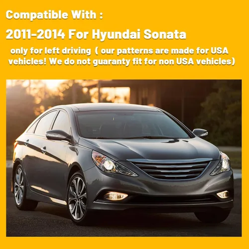 Vista 6 de Tapete antideslizante para tablero de instrumentos compatible con Hyundai Sonata 2011, 2012, 2013, 2014, Sonata 8, protector solar (borde negro)
