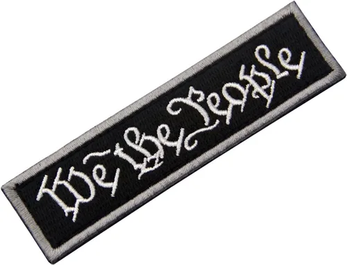 Vista 3 de We The People - Parche de gancho y bucle bordado con apliques de moral, color negro