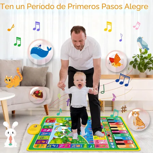 Vista 7 de Juguetes para bebés para niños de 1 año: tapete de juego de música de piano de animales del alfabeto 3 en 1 - Juguetes para niños de 1 a 3 años