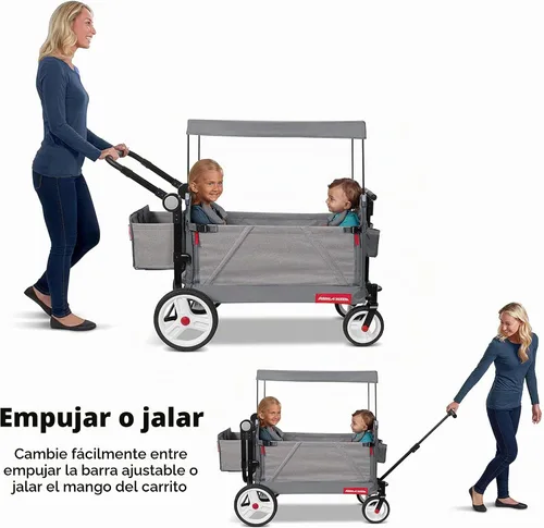 Vista 5 de Radio Flyer Odyssey Stroll N Wagon plegable con bolsa de almacenamiento, gris claro