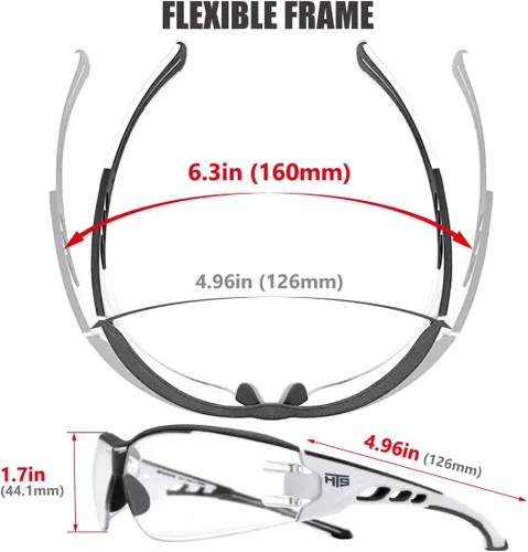 Vista 5 de HTS HUNTERSKY Gafas de seguridad de tiro envolventes U6 transparentes, antiniebla y antiarañazos, ligeras y súper flexibles con ANSI Z87.1