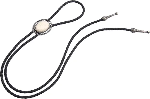 Vista 114 de Jeilwiy Corbata de bolo para hombre, corbata de vaquero occidental, collar de corbata de bolo dorado, corbata de cuero, corbata de Halloween