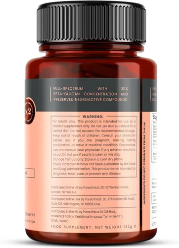 Vista 3 de pureclinica Extracto de hongo melena de león de espectro completo (15:1) 1000 mg por comprimido - 90 cápsulas - suministro de 3 meses - 30%