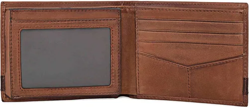 Vista 28 de Fossil Billetera plegable de cuero para hombre con ventana de identificación abatible para hombres