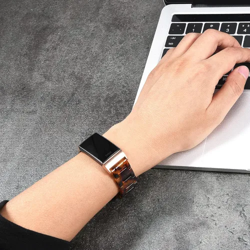 Vista 3 de Wongeto Bandas de resina compatibles con Fitbit Charge 4/Charge 3 y Charge 3 SE, accesorio de muñeca de repuesto con hebilla de oro rosa, bandas