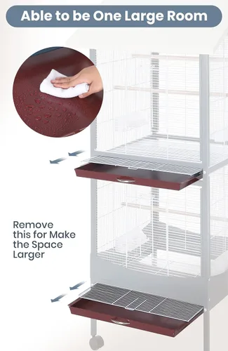 Vista 6 de Garvee Jaula para pájaros, jaula para pájaros extra grande de 66 pulgadas de alto, con bandeja extraíble, techo impermeable, fácil de limpiar