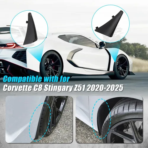 Vista 7 de 4 protectores de salpicaduras delanteros y traseros extendidos, compatibles con Chevy Corvette C8 Stingary Z51 2020-2024, ruedas de repuesto