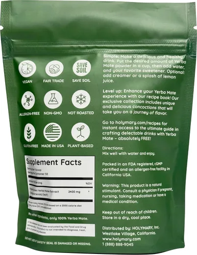 Vista 2 de Té instantáneo de yerba mate - Aumenta la energía, la concentración, la inmunidad y la salud cardiovascular con extracto puro orgánico consentrado