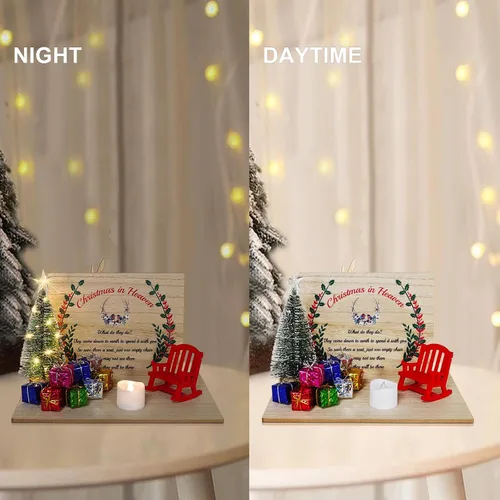 Vista 7 de Adorno de silla de Navidad en el cielo, adornos conmemorativos de Navidad con portavelas, silla de mecedora conmemorativa, regalo conmemorativo