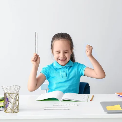 Vista 3 de Zonon 200 reglas rectas flexibles de plástico transparente a granel con pulgadas y centímetros, regalo para el primer día de escuela