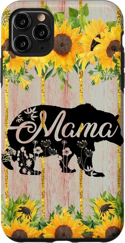 Vista 13 de Mama Bear Rustic Woodgrain Sunflower Farmhouse Country Mama Case for iPhone 17