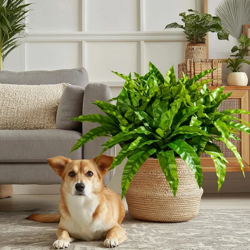 Vista 6 de 4 Piezas Tallos de Vegetación Artificial Helecho Nido de Pájaro Falso Ramas Falsas Plantas Artificiales Dracaena Falsa Realista Plantas Realistas