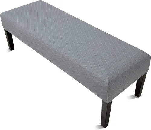 Vista 14 de YISUN Fundas de banco de jacquard para comedor, funda elástica lavable y extraíble para banco, protector de asiento rectangular para bancos de Beige