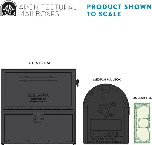 Vista 7 de Architectural Mailboxes Oasis® Eclipse™ Buzón Seguro con Cerradura Aprobado por USPS, Resistente, Anti-Robo de Acero Montado en Poste para Exterior
