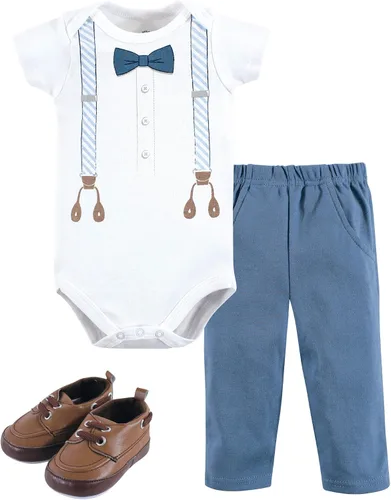 Vista 19 de Little Treasure - Conjunto unisex de mameluco de algodón, pantalón y zapatos para bebé Collar de ancla