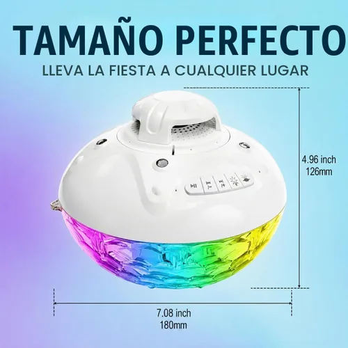 Vista 2 de Skywin Altavoz flotante para piscina con fuente y luces RGB, tiempo
