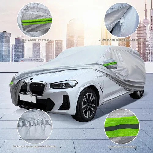 Vista 5 de Funda universal completa para automóvil, 6 capas para exteriores, cubierta gruesa para todo tipo de clima, protector solar, impermeable, a prueba