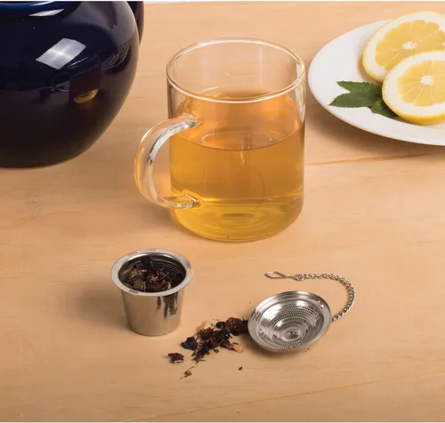 Vista 4 de HIC Kitchen Infusor de té de barril pequeño, acero inoxidable 18/8, 1.75 pulgadas, juego de 2