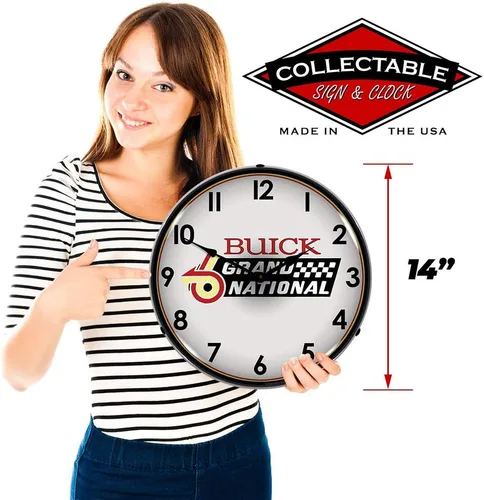 Vista 3 de Buick Grand National Logo Reloj de pared LED, Retro/Vintage, iluminado, 14 pulgadas