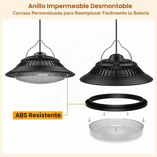 Vista 6 de Luces colgantes solares para interiores y exteriores, IP65 día/noche para cobertizo
