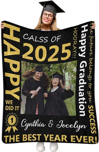 Vista 16 de Manta personalizada de graduación 2025, manta personalizada para regalo de graduación con nombre de la universidad, manta de felicitación
